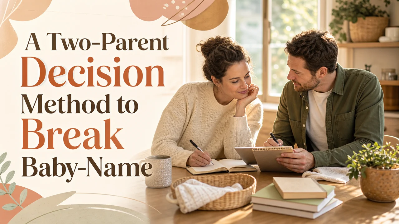 A Two‑Parent Decision Method to Break Baby‑Name Deadlocks Calmly cover image for a naming strategy article on BabyNames GO