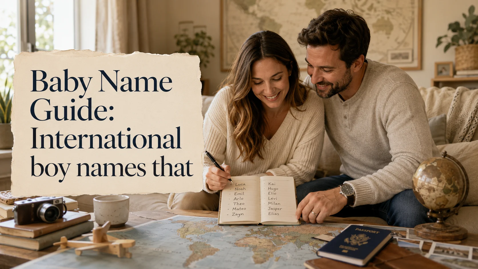 Baby Name Guide: International boy names that work across accents cover image for a boy names article on BabyNames GO