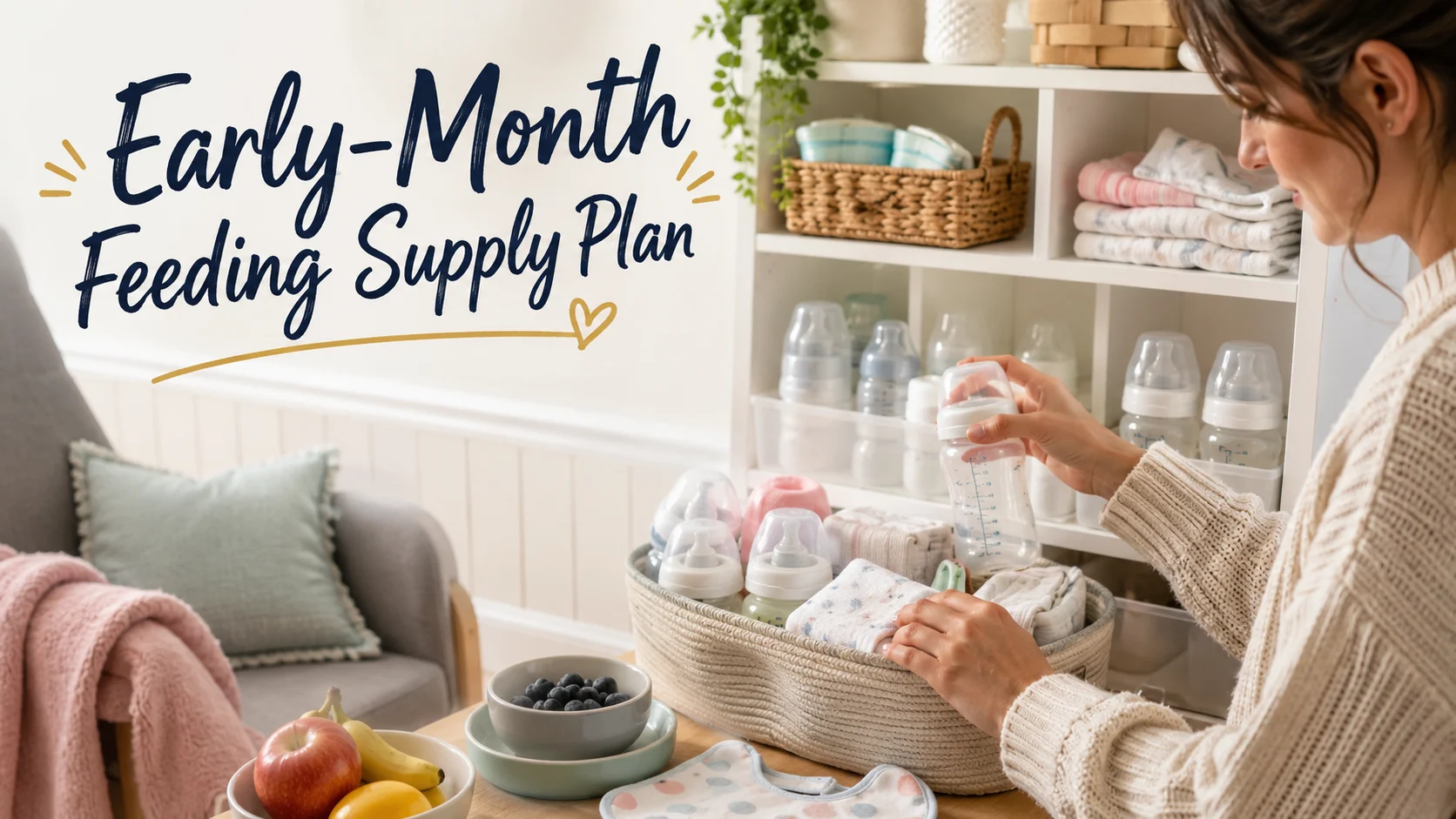 Early-Month Feeding Supply Plan: Stock Smart, Not Stacked cover image for a feeding routines article on BabyNames GO