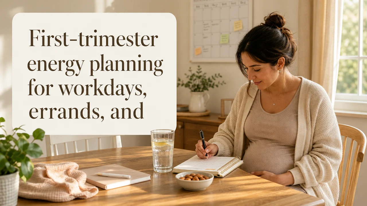 First-trimester energy planning for workdays, errands, and quieter cover image for a pregnancy first trimester article on BabyNames GO