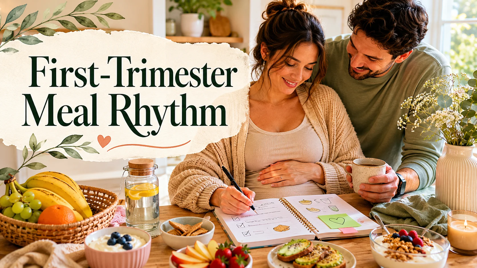 First-Trimester Meal Rhythm: Simple Meals and Gentle Reminders With cover image for a pregnancy first trimester article on BabyNames GO