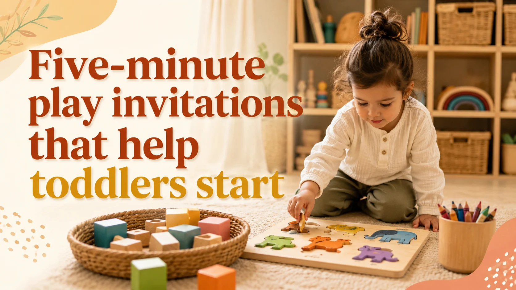 Five-minute play invitations that help toddlers start independently cover image for a play learning article on BabyNames GO