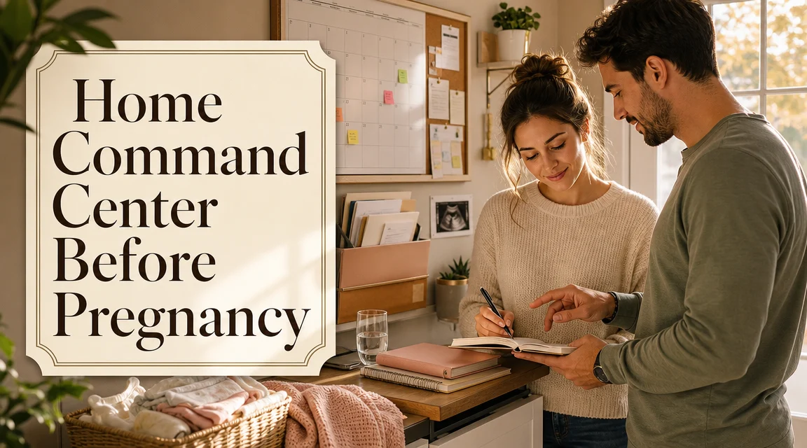 Home Command Center Before Pregnancy: A Practical Setup for Calm cover image for a pregnancy prep article on BabyNames GO
