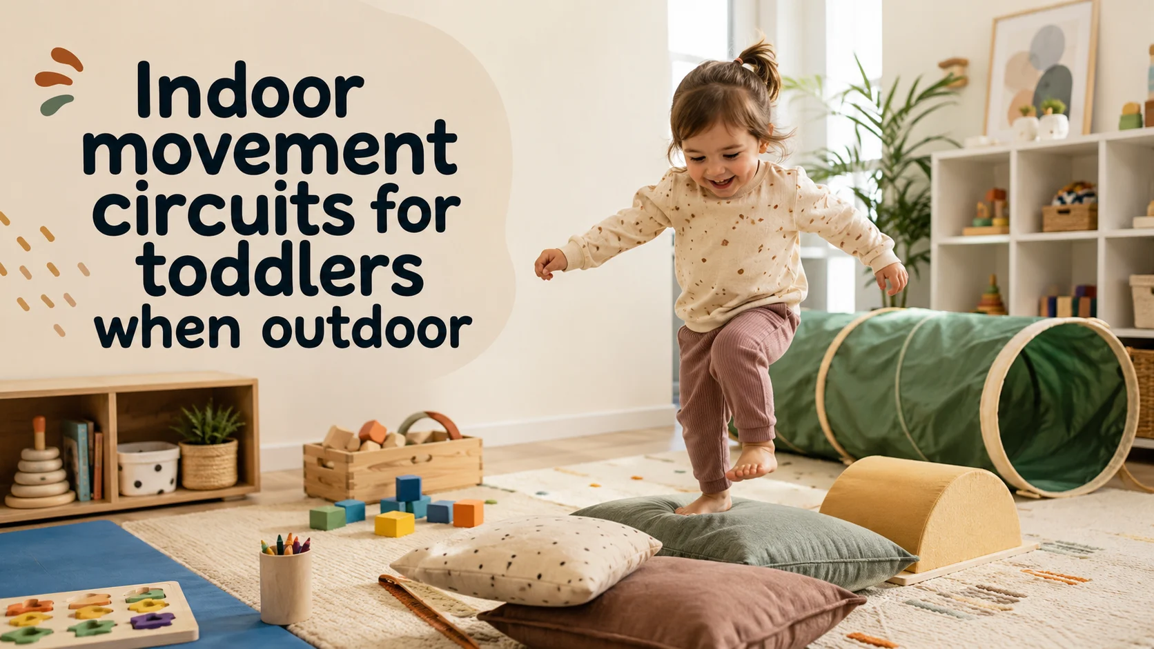 Indoor movement circuits for toddlers when outdoor play is not real cover image for a movement sport article on BabyNames GO