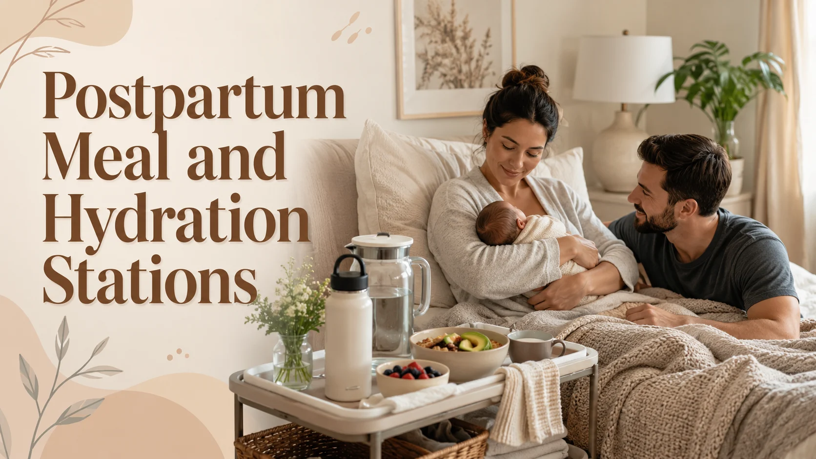 Postpartum Meal and Hydration Stations: Simple Setups to Protect cover image for a postpartum recovery article on BabyNames GO