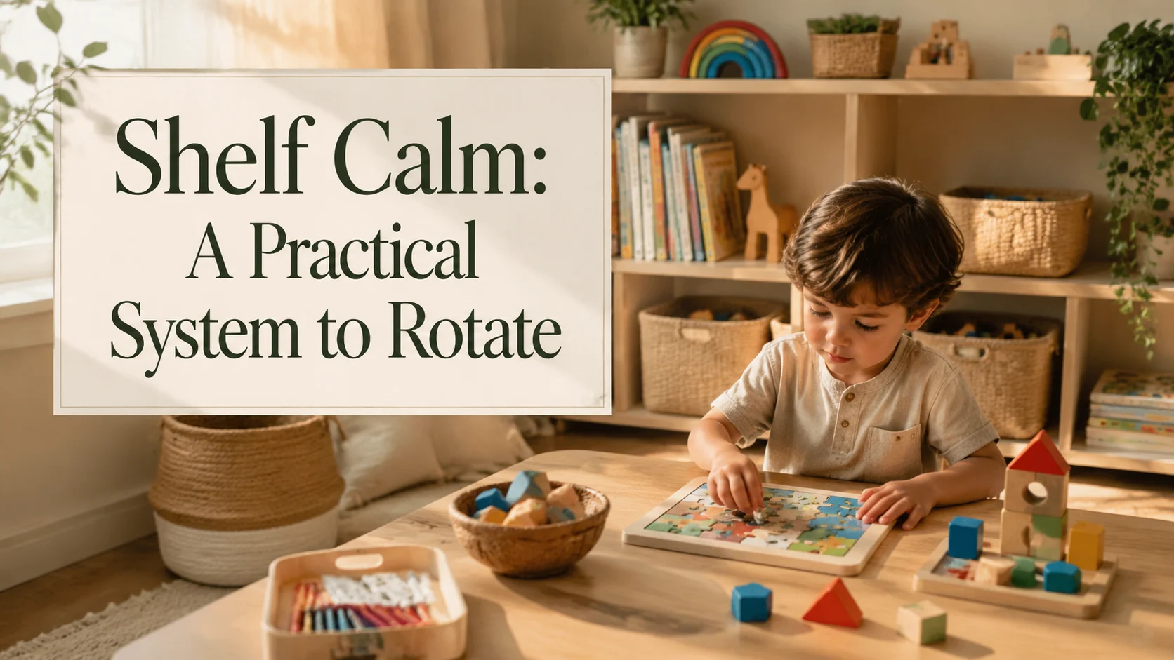 Shelf Calm: A Practical System to Rotate Books, Blocks, and Puzzles cover image for a play learning article on BabyNames GO