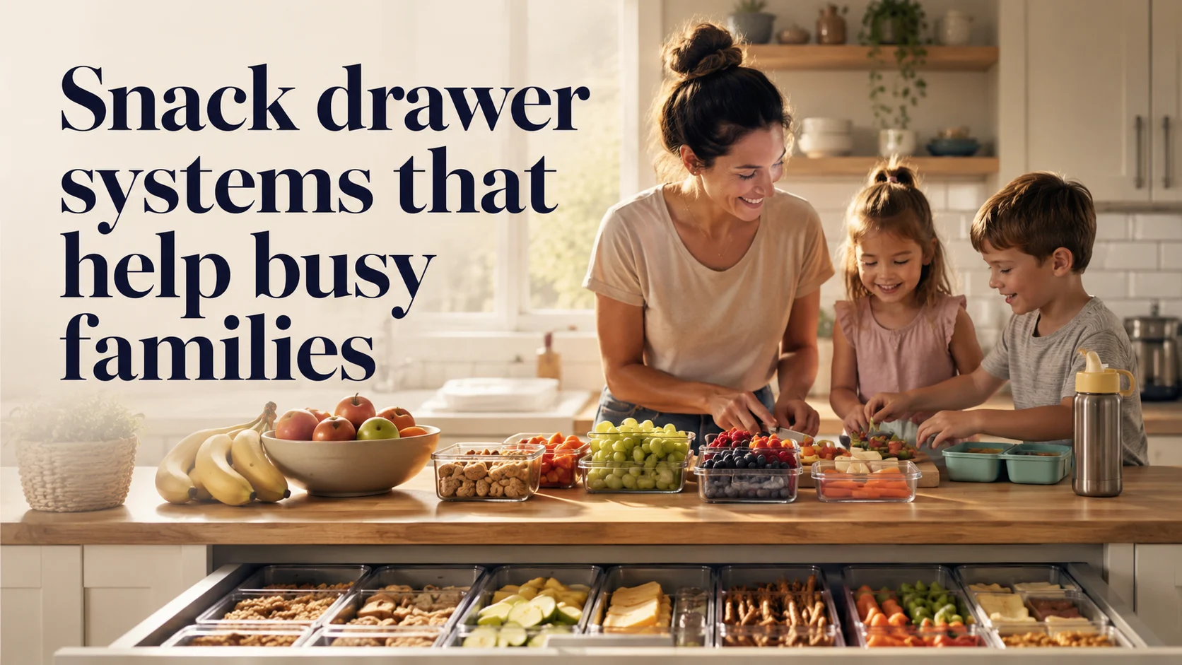 Snack drawer systems that help busy families avoid chaotic grazing cover image for a feeding nutrition article on BabyNames GO