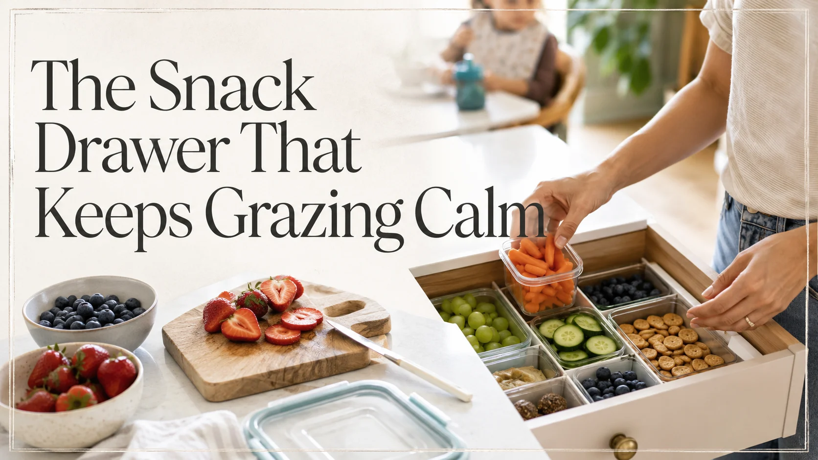 The Snack Drawer That Keeps Grazing Calm: A Practical System for cover image for a feeding nutrition article on BabyNames GO