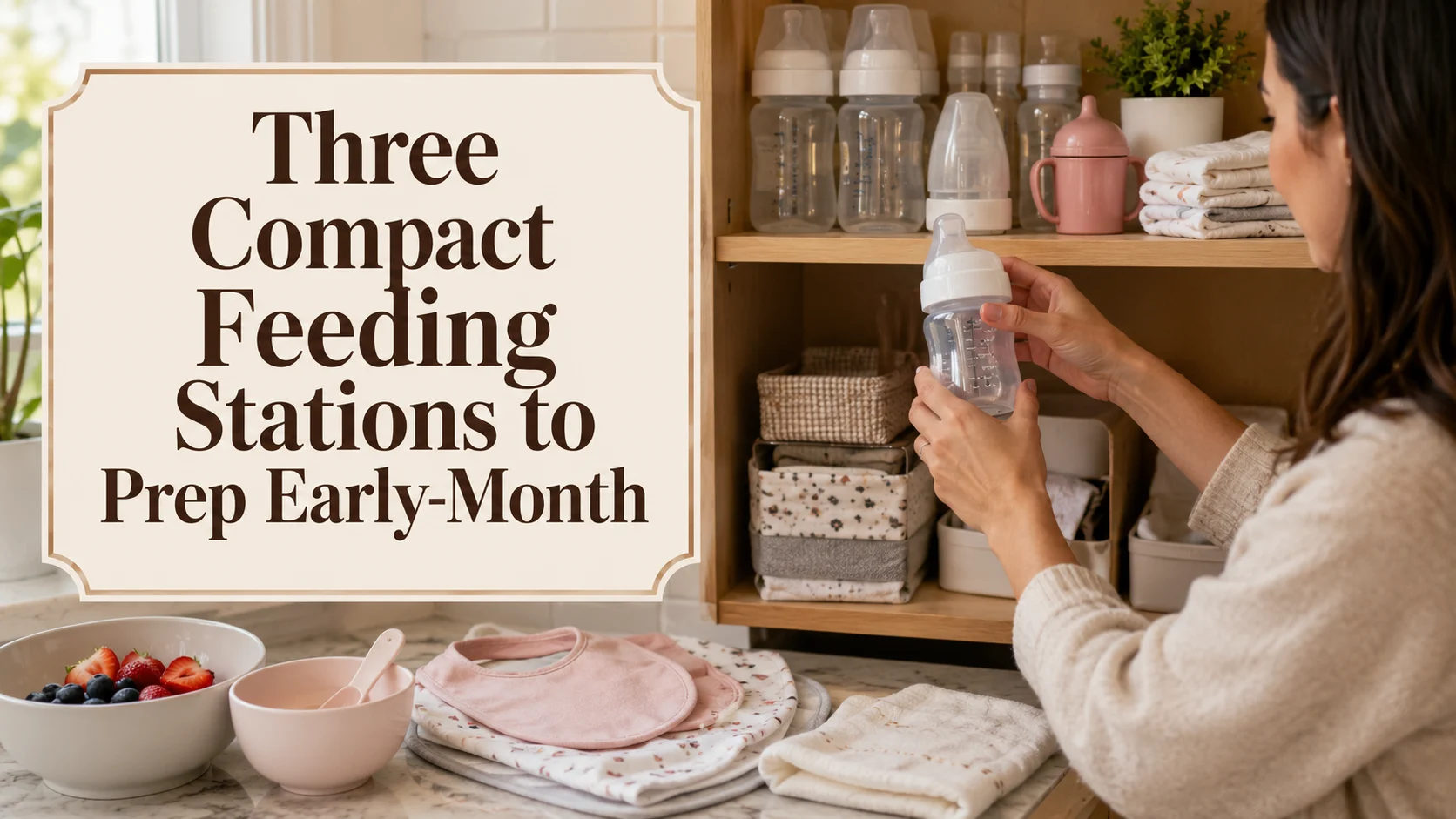 Three Compact Feeding Stations to Prep Early-Month Supplies Without cover image for a feeding routines article on BabyNames GO